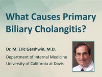 What causes primary biliary cholangitis?