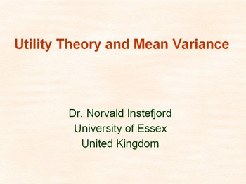 Utility theory and mean variance | HSTalks